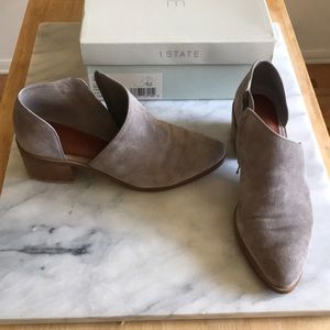 1. STATE Gray Suede Booties